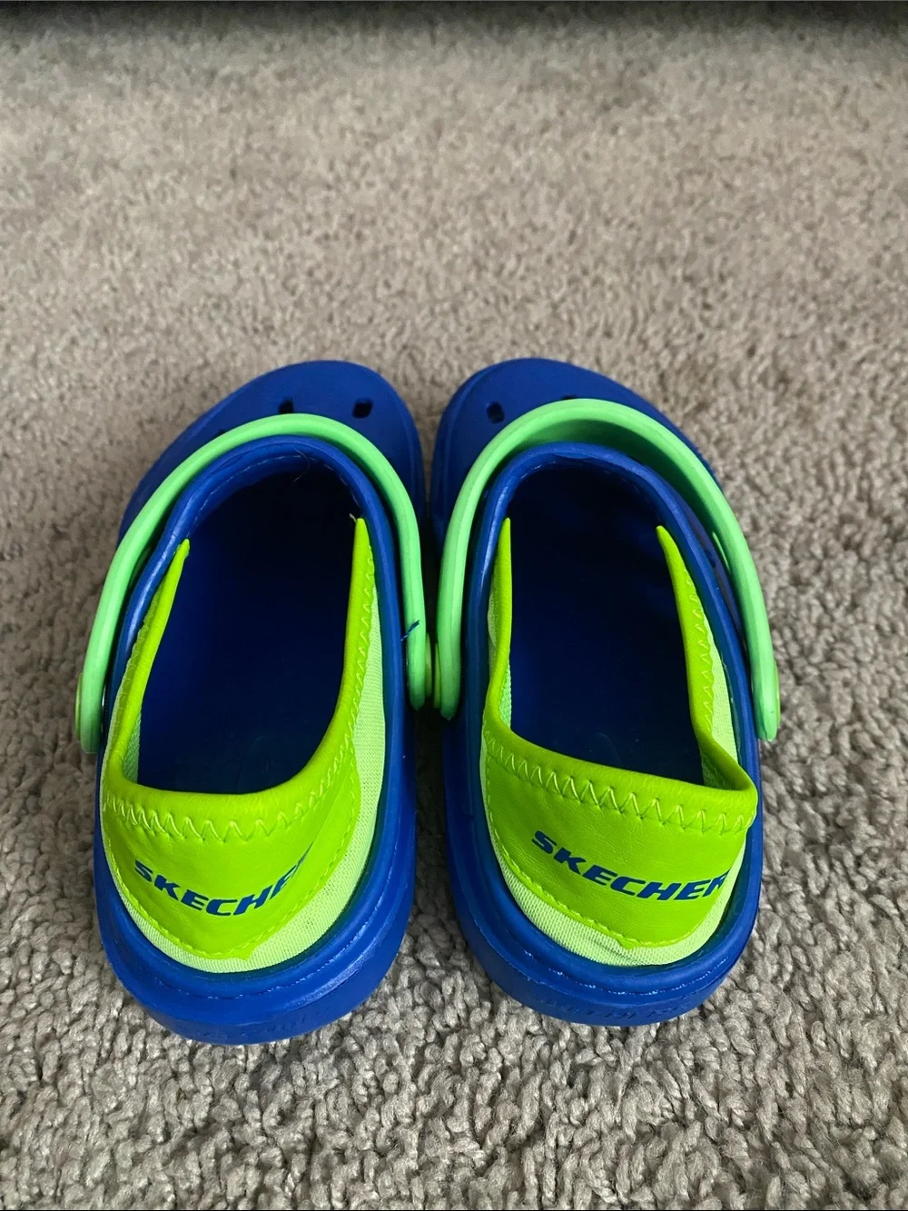 Skechers Blue Clog-Style Water Shoes with Neon Green Trim